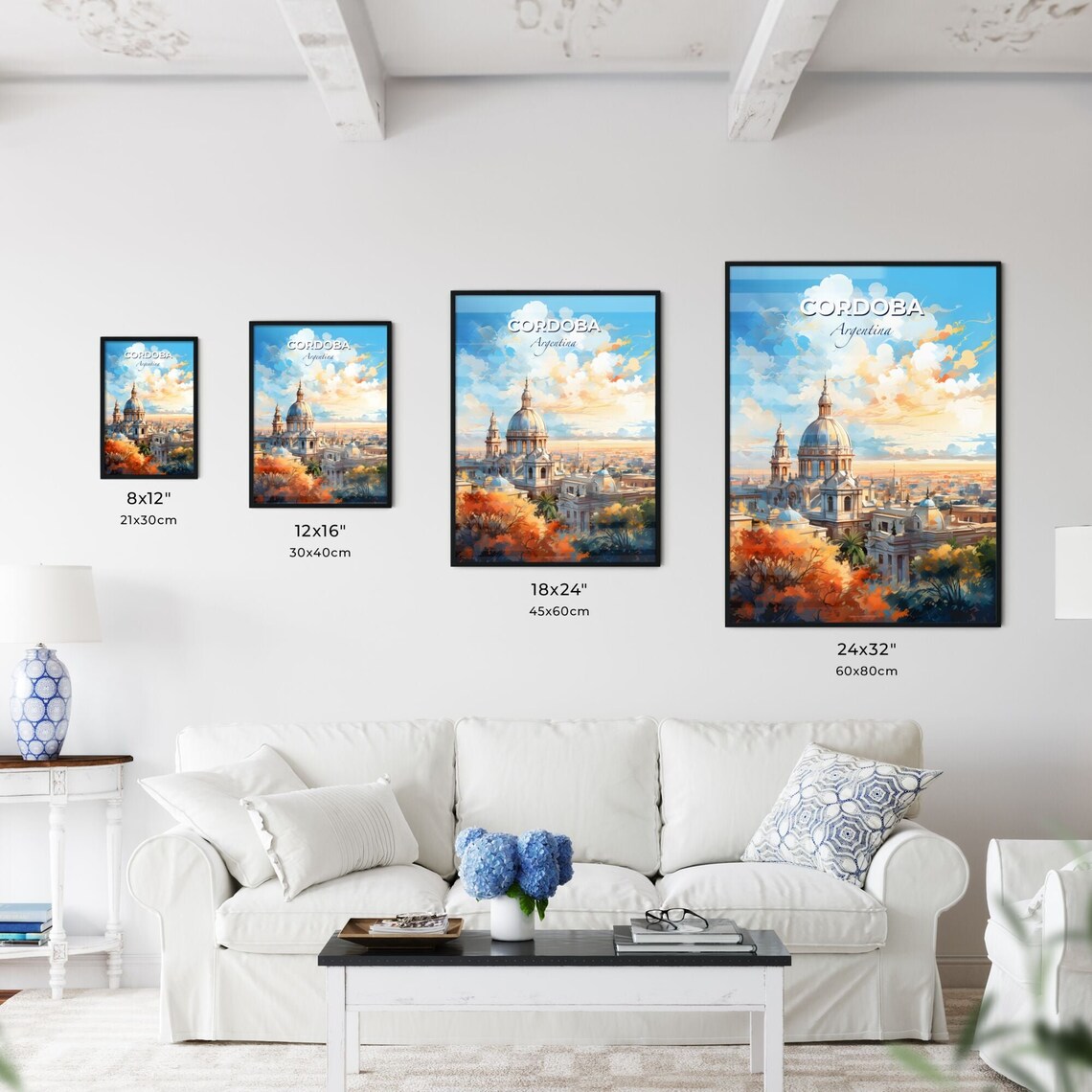 Cordoba Argentina Travel Poster With Grand Cathedral Dome And Golden Sky - Image 3