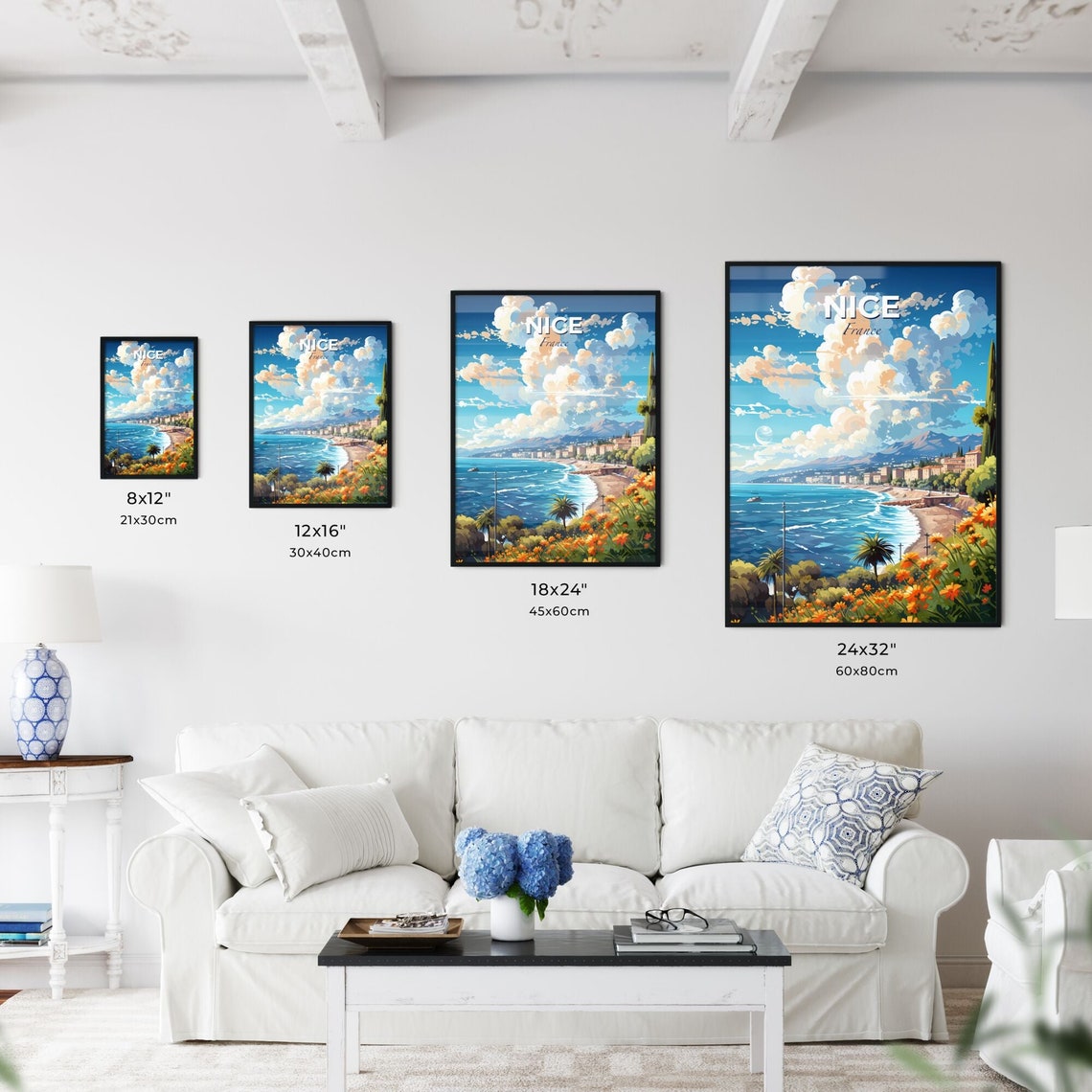 Nice France Riviera Skyline Colorful Beachfront Travel Poster - Image 3