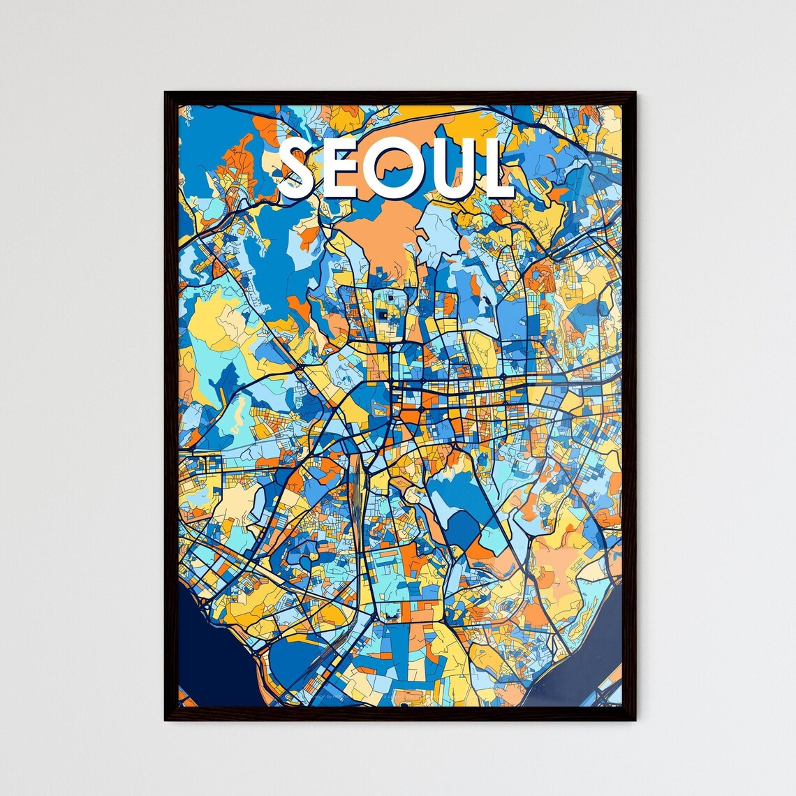 Seoul South Korea Colorful Modern City Street Map Travel Decor Poster
