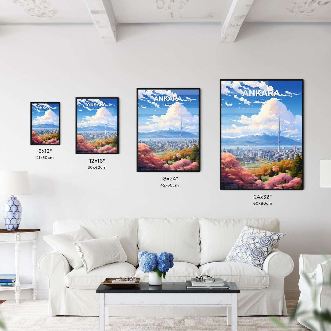 Ankara Turkey Snow Mountain Tower Spring Skyline Travel Art Poster - Image 3