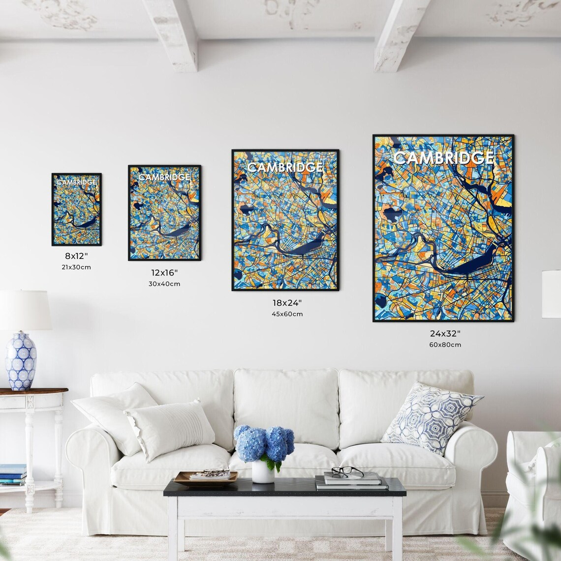 Cambridge Massachusetts Vibrant Colorful Illustrated Street Map Art Poster - Image 3
