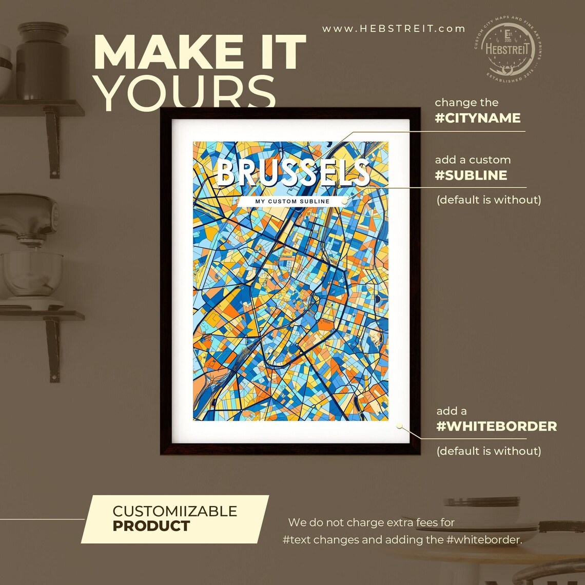 Brussels Belgium Vibrant Street Map Artwork Colorful City Design Poster - Image 2
