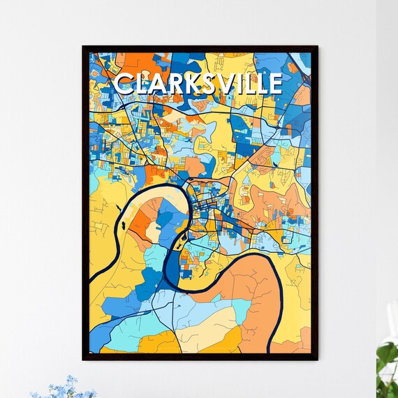 Clarksville Tennessee Colorful City Map Art Home Decor Poster