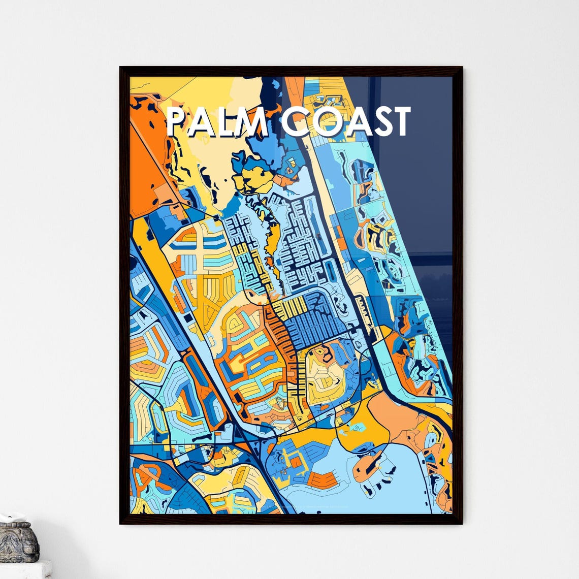 Palm Coast Florida Bright Mosaic City Street Map Artwork Poster