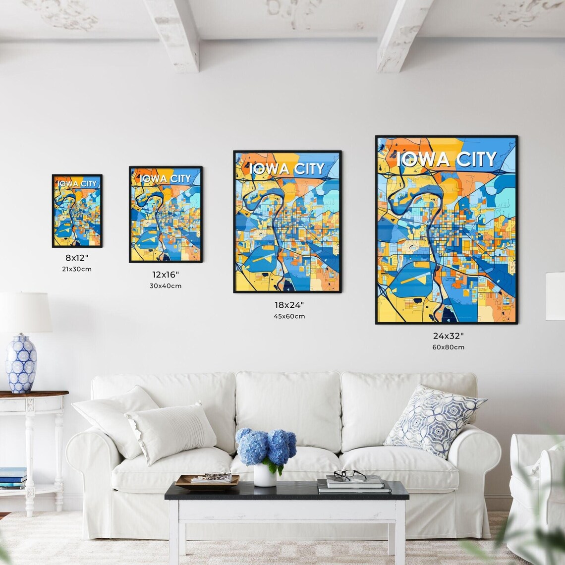 Iowa City Iowa Vibrant Colorful Geometric Street Grid City Map Art Poster - Image 3