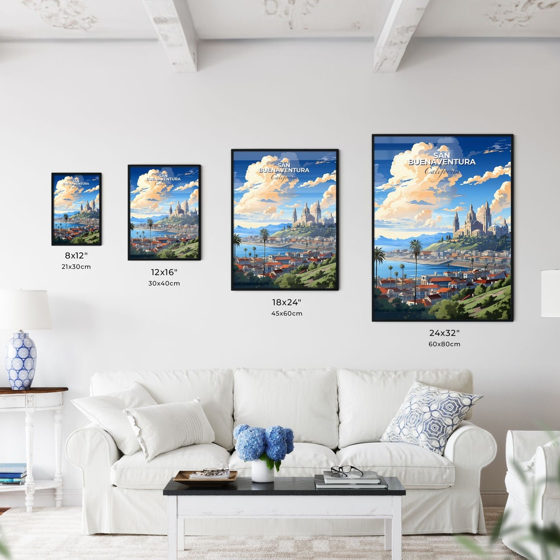 San Buenaventura California Hilltop Castle Coast View Poster - Image 3