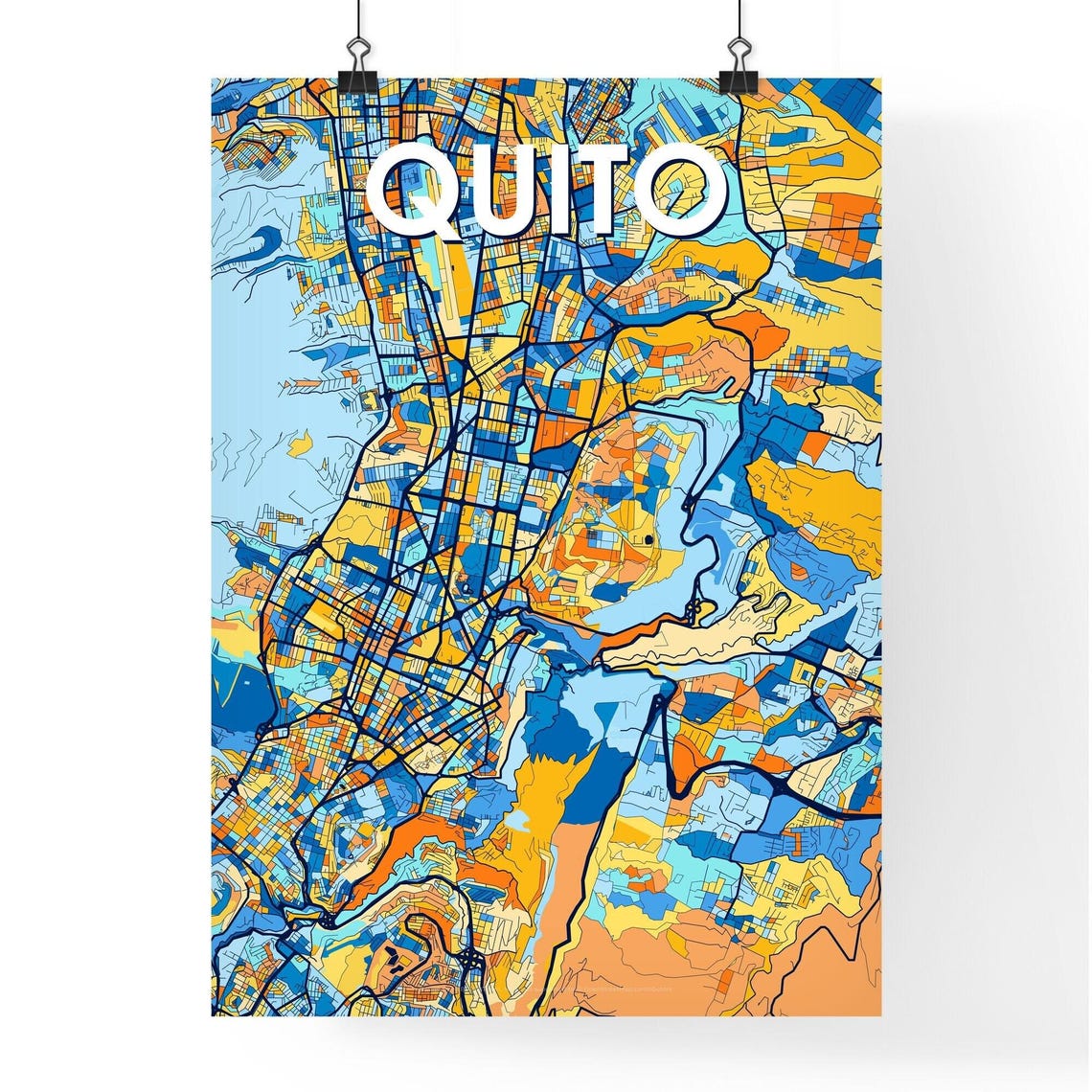 Quito Ecuador Colorful Modern City Street Map Travel Decor Poster - Image 4