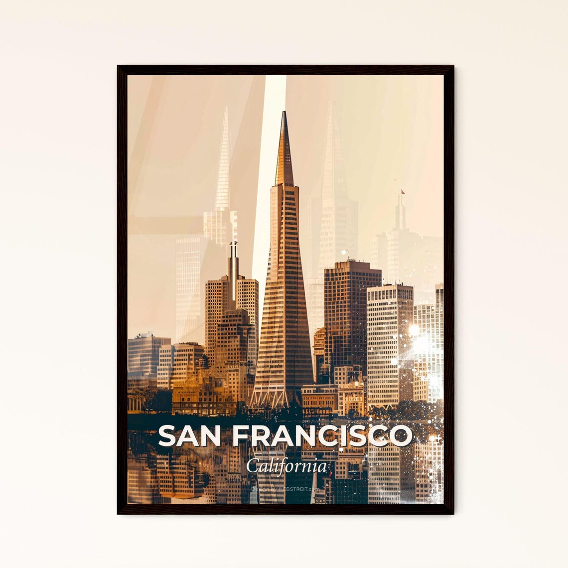 San Francisco California Double Exposure Skyline Decor Poster