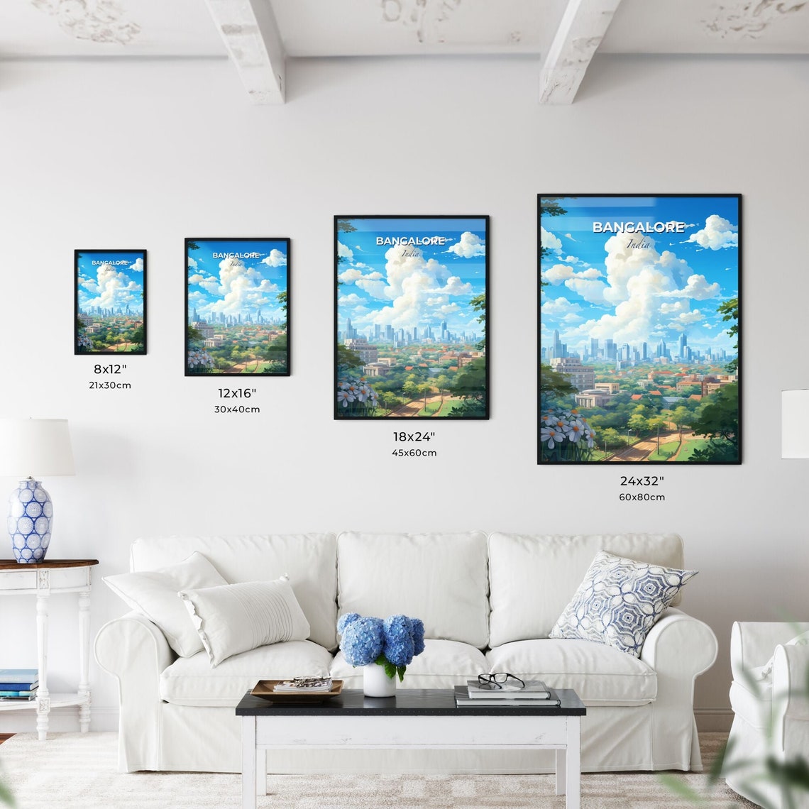 Bangalore India Modern Downtown Skyline Illustrated Travel Poster - Image 3