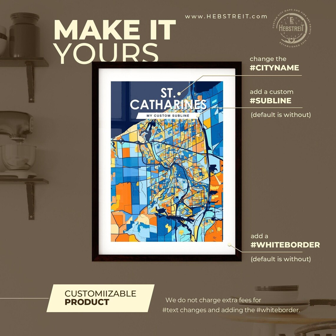 St. Catharines Ontario Canada Colorful Modern City Street Map Travel Decor Poster - Image 2