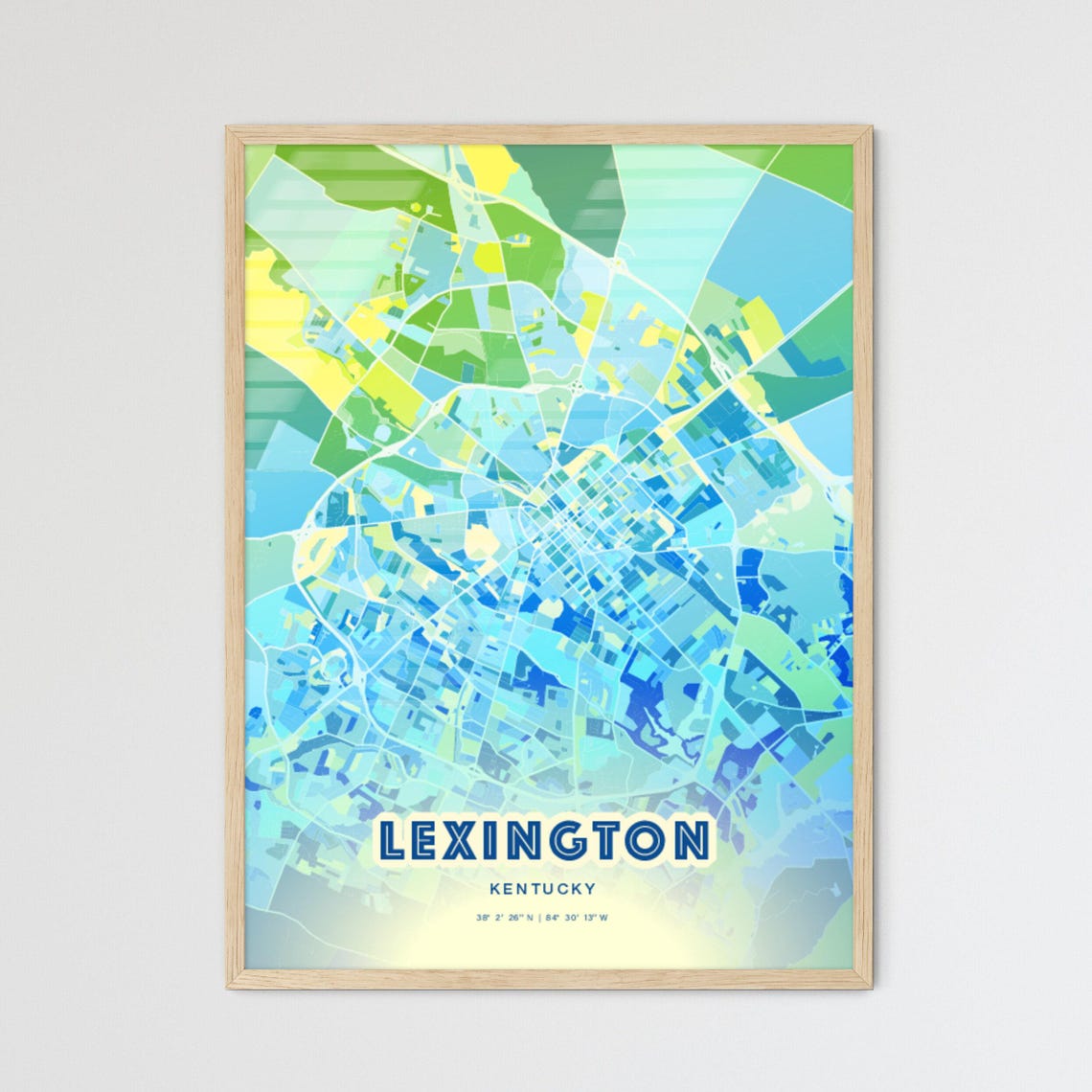Lexington Kentucky Bluish Gradient City Map Art Poster Customizable