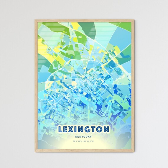 Lexington Kentucky Bluish Gradient City Map Art Poster Customizable