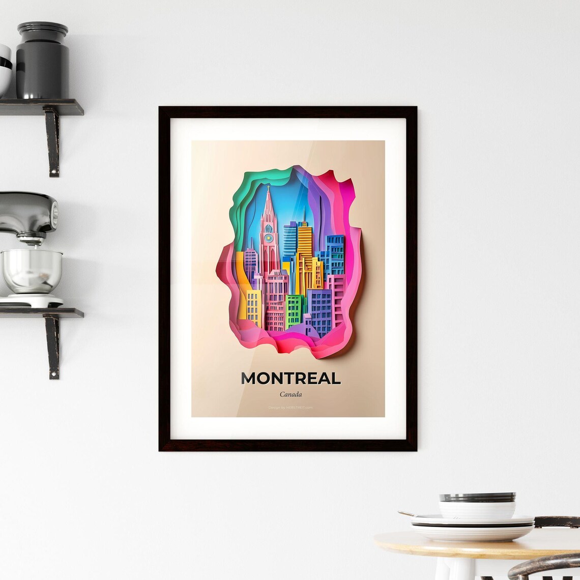 Montreal Canada Paper Cut Cityscape Colorful Travel Souvenir Poster - Image 2