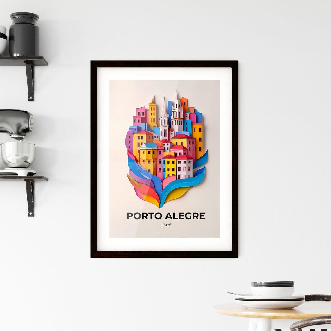 Porto Alegre Brazil Vibrant Papercut Cityscape Travel Poster - Image 2