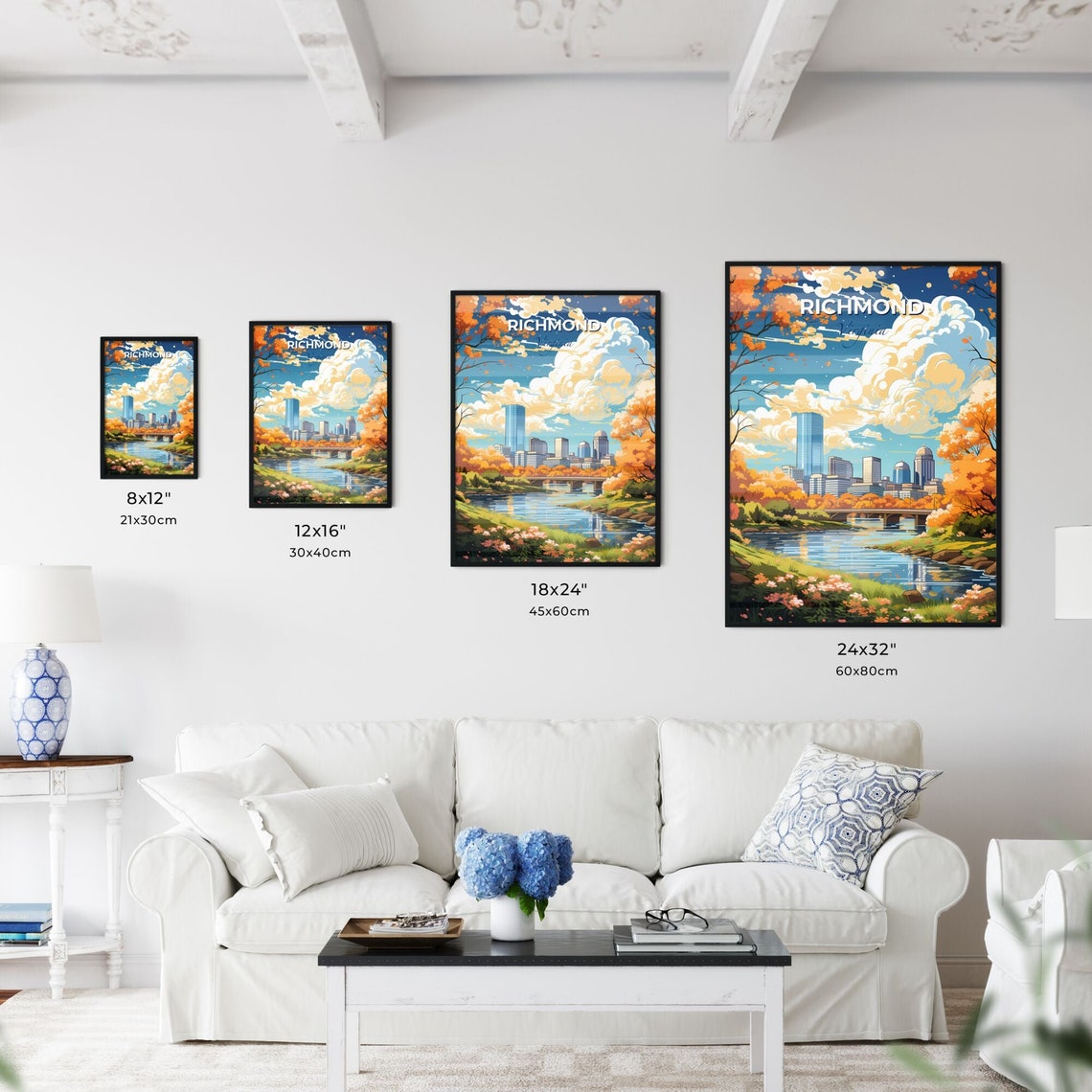 Richmond Virginia Fall Skyline River Bridge Autumn Travel Poster - Image 3