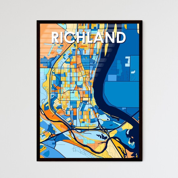 Richland Washington Colorful Abstract City Map Art Travel Poster