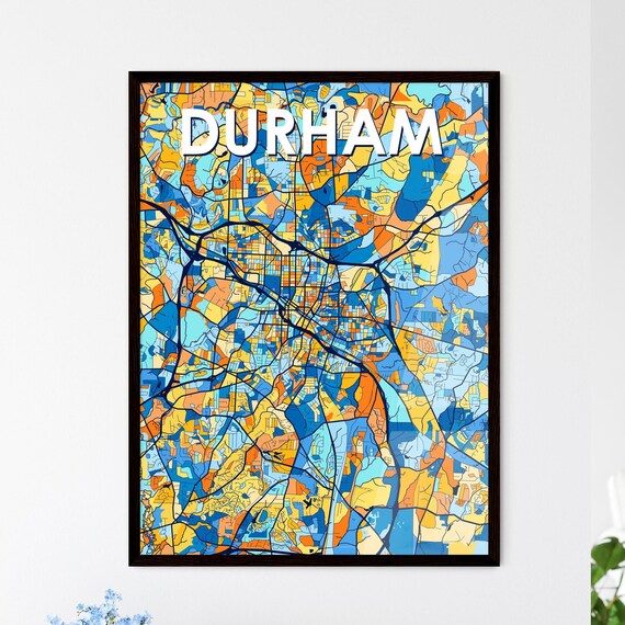 Durham Vibrant Geometric Mosaic City Street Map Artwork Poster