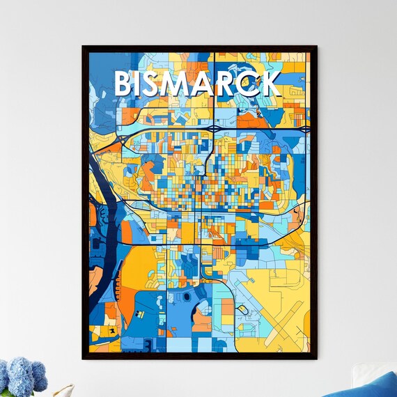 Bismarck North Dakota Vibrant Colorful Mosaic City Street Map Art Poster