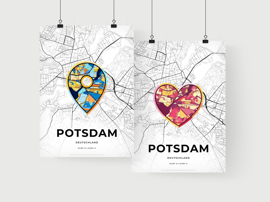 Potsdam Germany Where It All Began Heart Map Coordinates Poster - Image 2