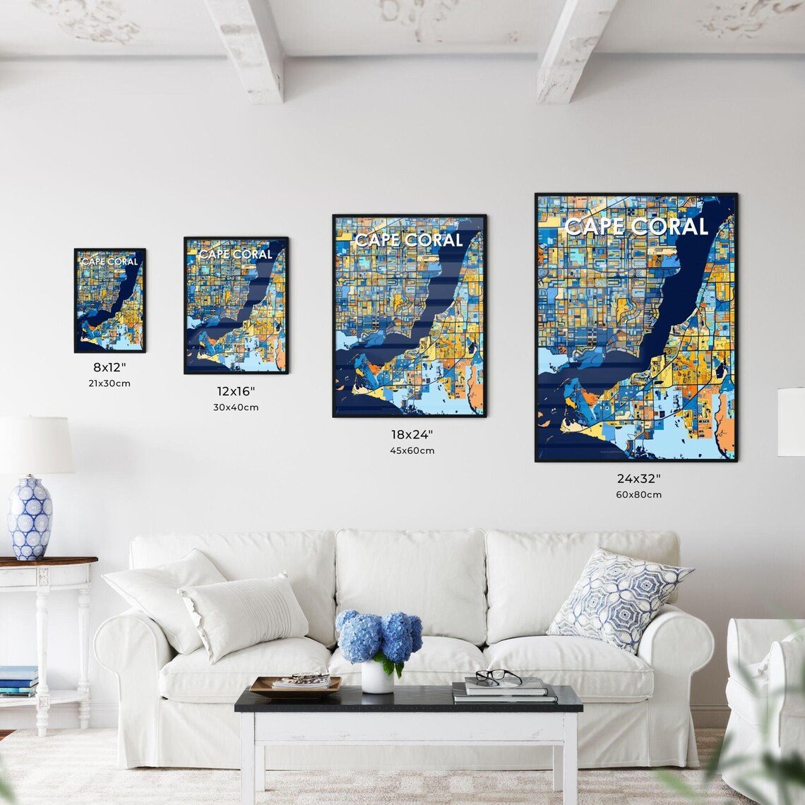 Vibrant Cape Coral Florida Art Map Poster Wall Decor Perfect Personalisable Gift For Home Or Office Style - Image 3