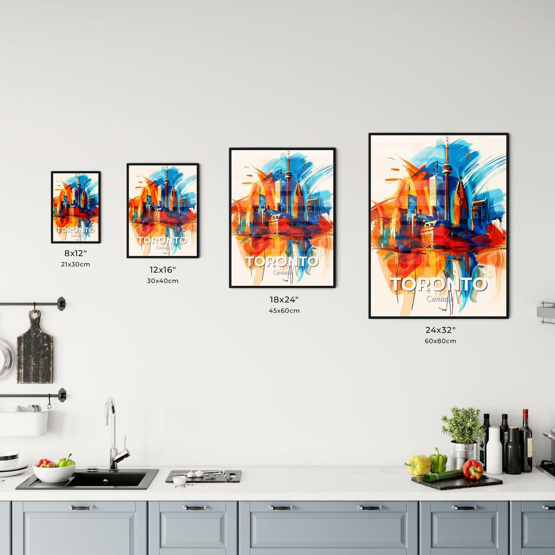 Toronto Canada CN Tower Abstract Skyline Painting Art Poster - Image 3