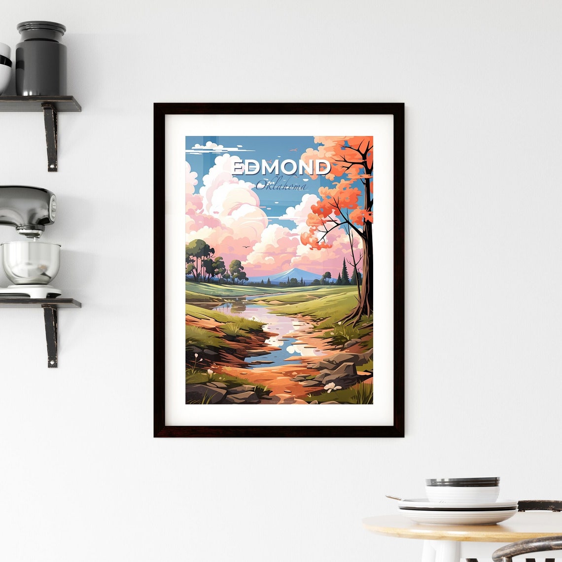 Edmond Oklahoma Spring Stream Meadow Autumn Trees Sky Poster - Image 2