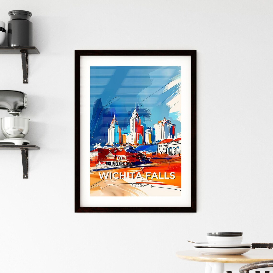 Wichita Falls Texas Vibrant Watercolor Cityscape Decor Poster - Image 2