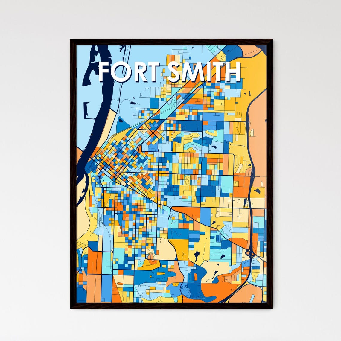 Fort Smith Arkansas Colorful Geometric City Street Map Poster