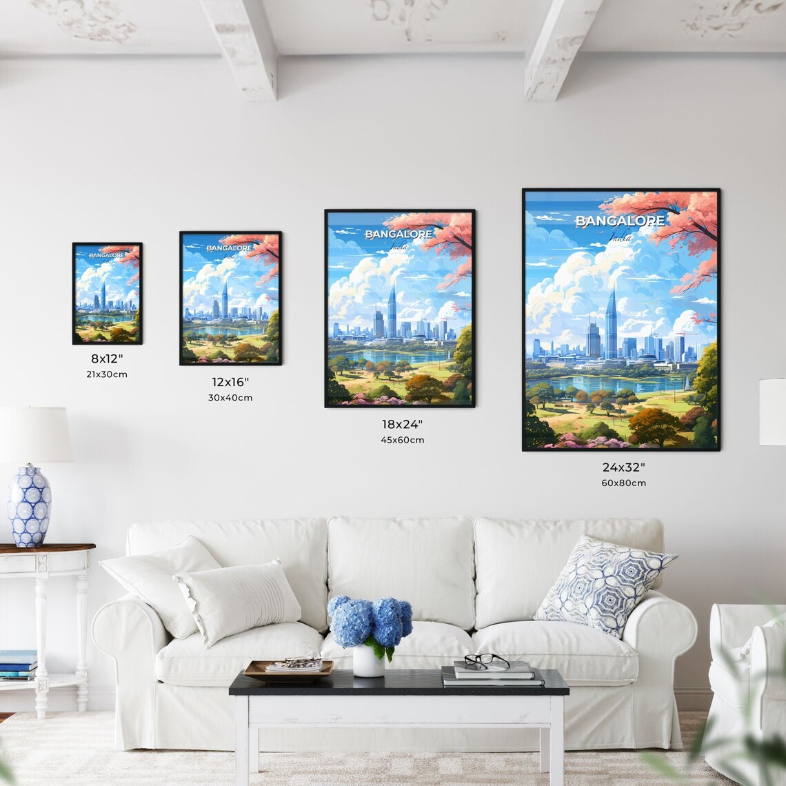 Bangalore India Skyline Travel Art Lake Park City Illustration Poster - Image 3