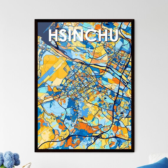 Hsinchu Taiwan Colorful Modern City Street Map Travel Decor Poster