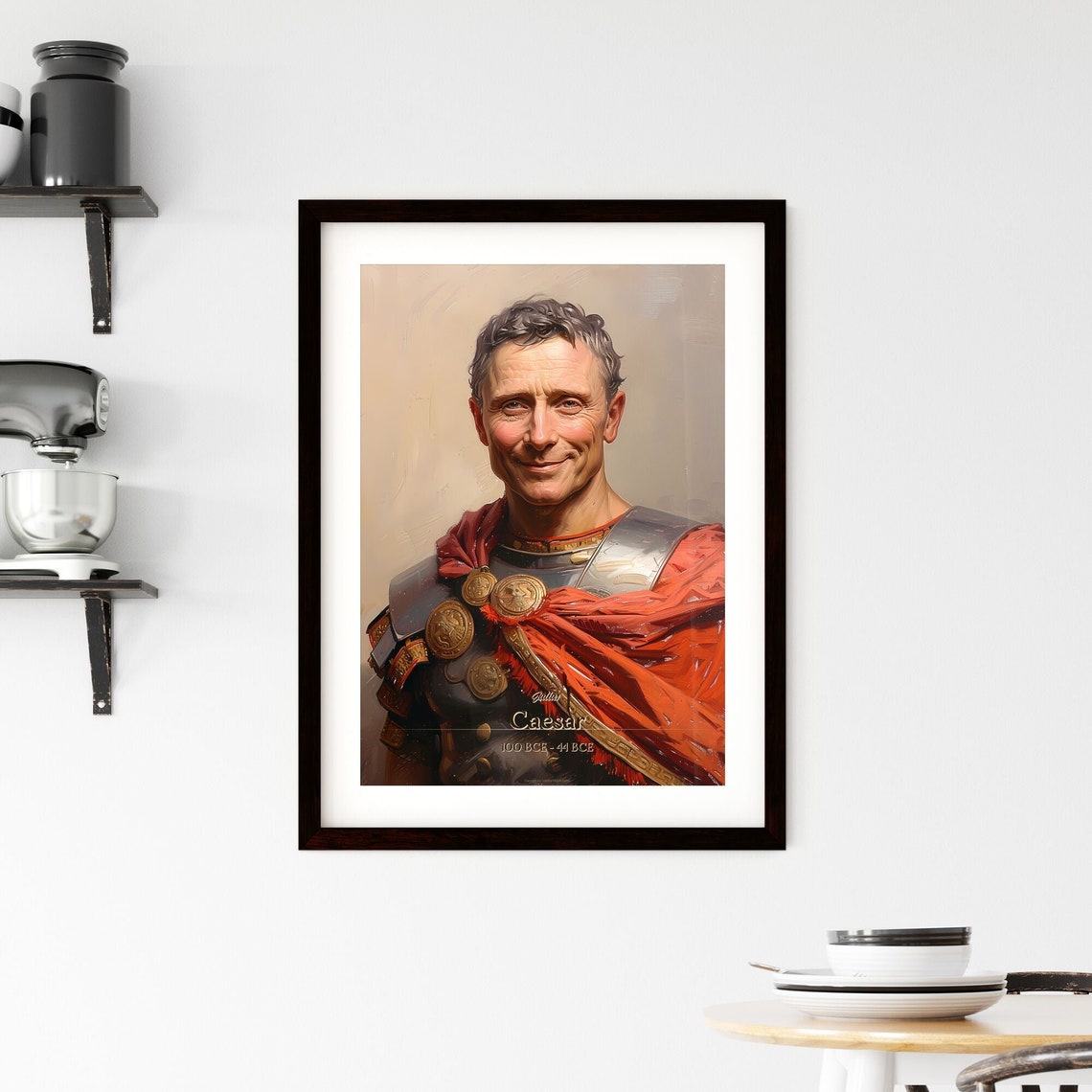 Julius Caesar Roman Emperor Armor Red Cloak Oil Portrait Poster - Image 2