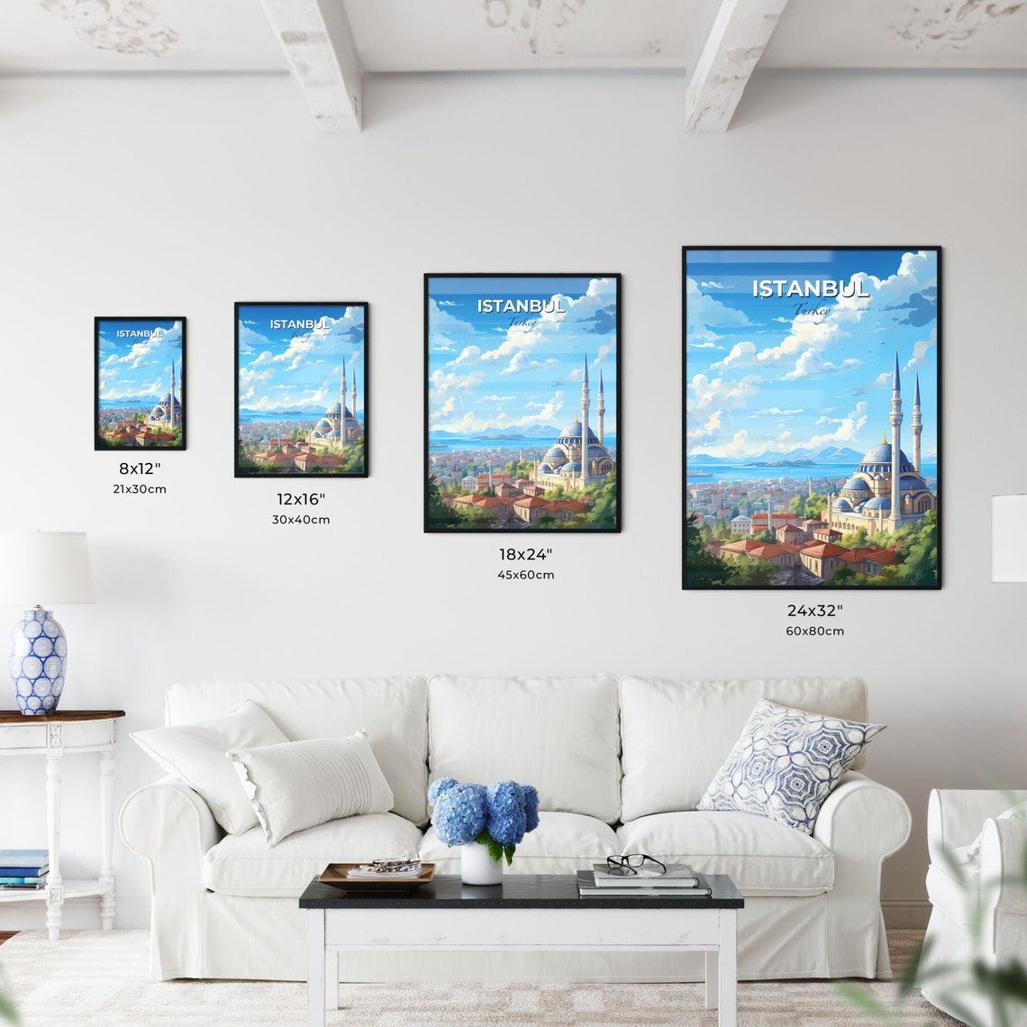 Istanbul Turkey Mosque Domes Minarets Bosphorus View Travel Poster - Image 3