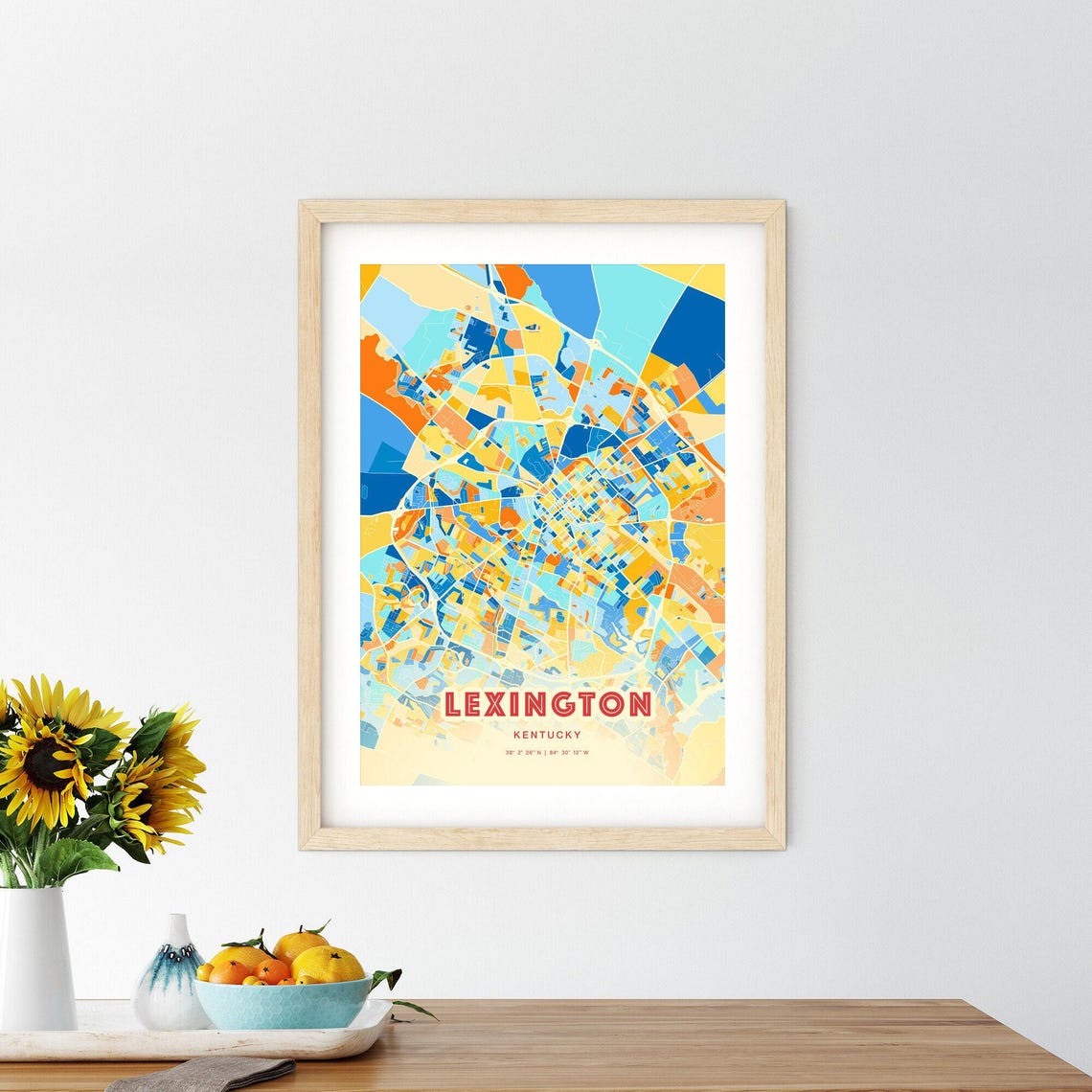 Lexington Kentucky Colorful City Map Art Coordinates Modern Poster - Image 2