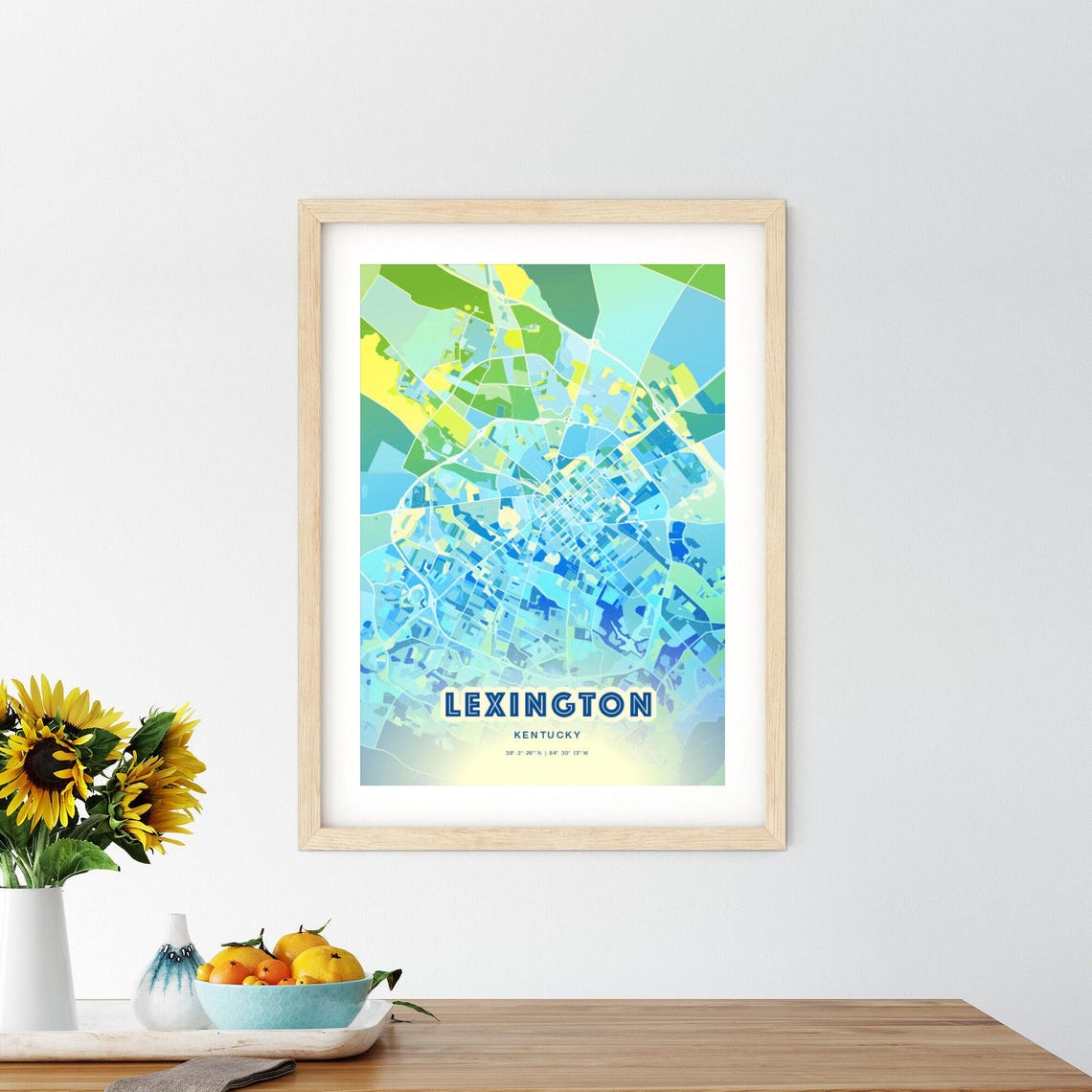 Lexington Kentucky Bluish Gradient City Map Art Poster Customizable - Image 2