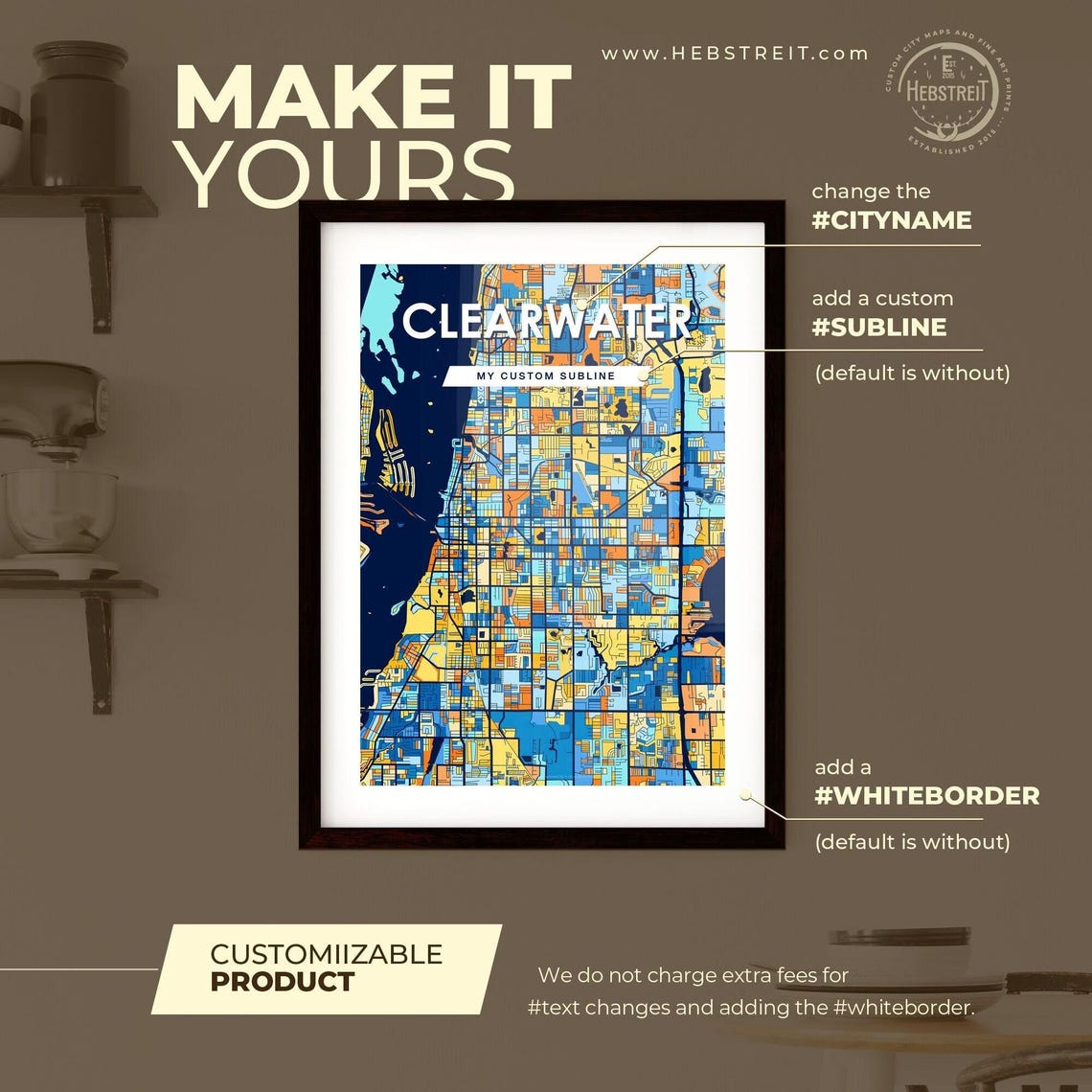Clearwater Florida Colorful Geometric City Street Map Poster - Image 2