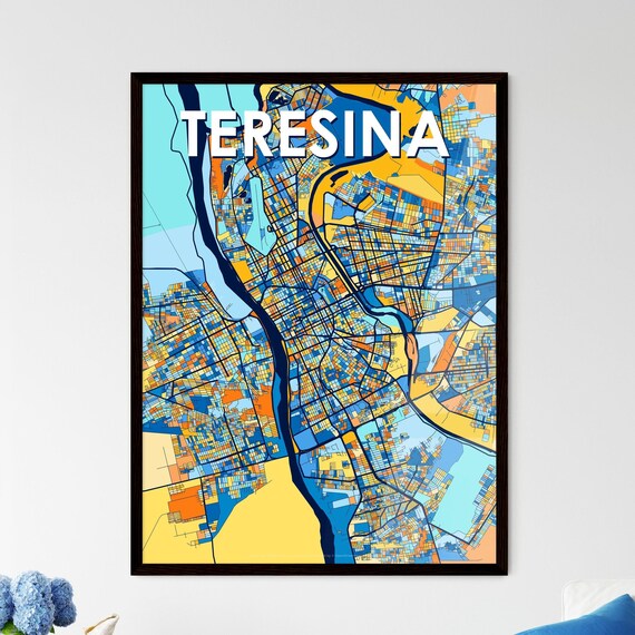 Teresina Brazil Colorful Modern City Street Map Travel Decor Poster