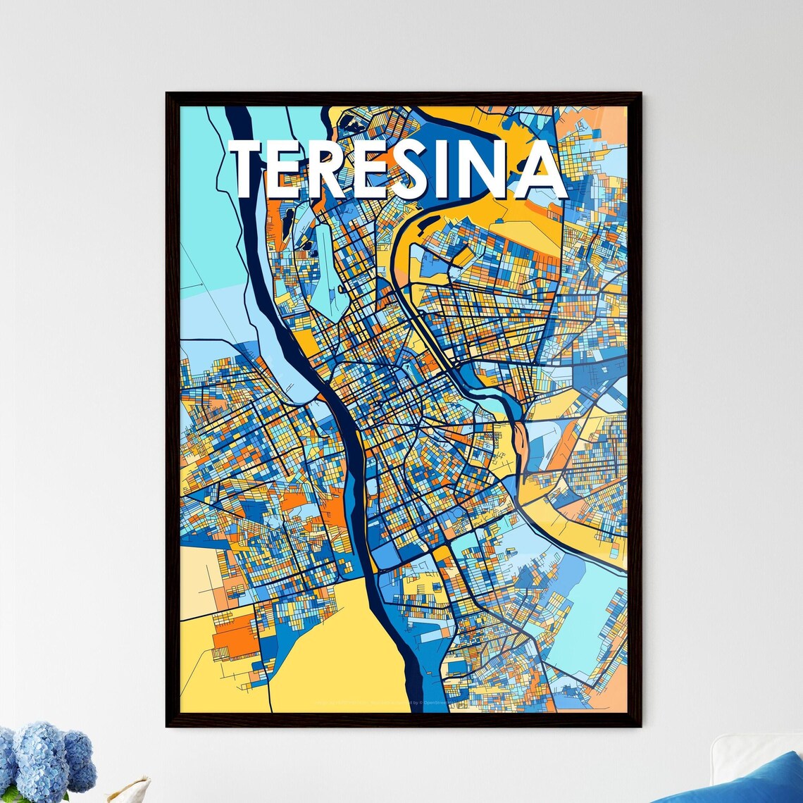 Teresina Brazil Colorful Modern City Street Map Travel Decor Poster
