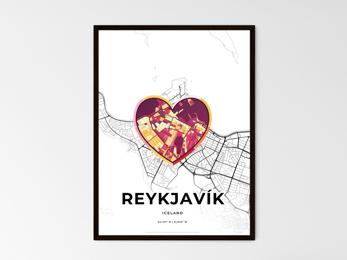 Reykjavik Iceland Where It All Began Heart Map Coordinates Poster