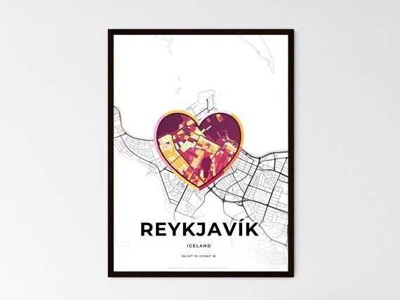 Reykjavik Iceland Where It All Began Heart Map Coordinates Poster