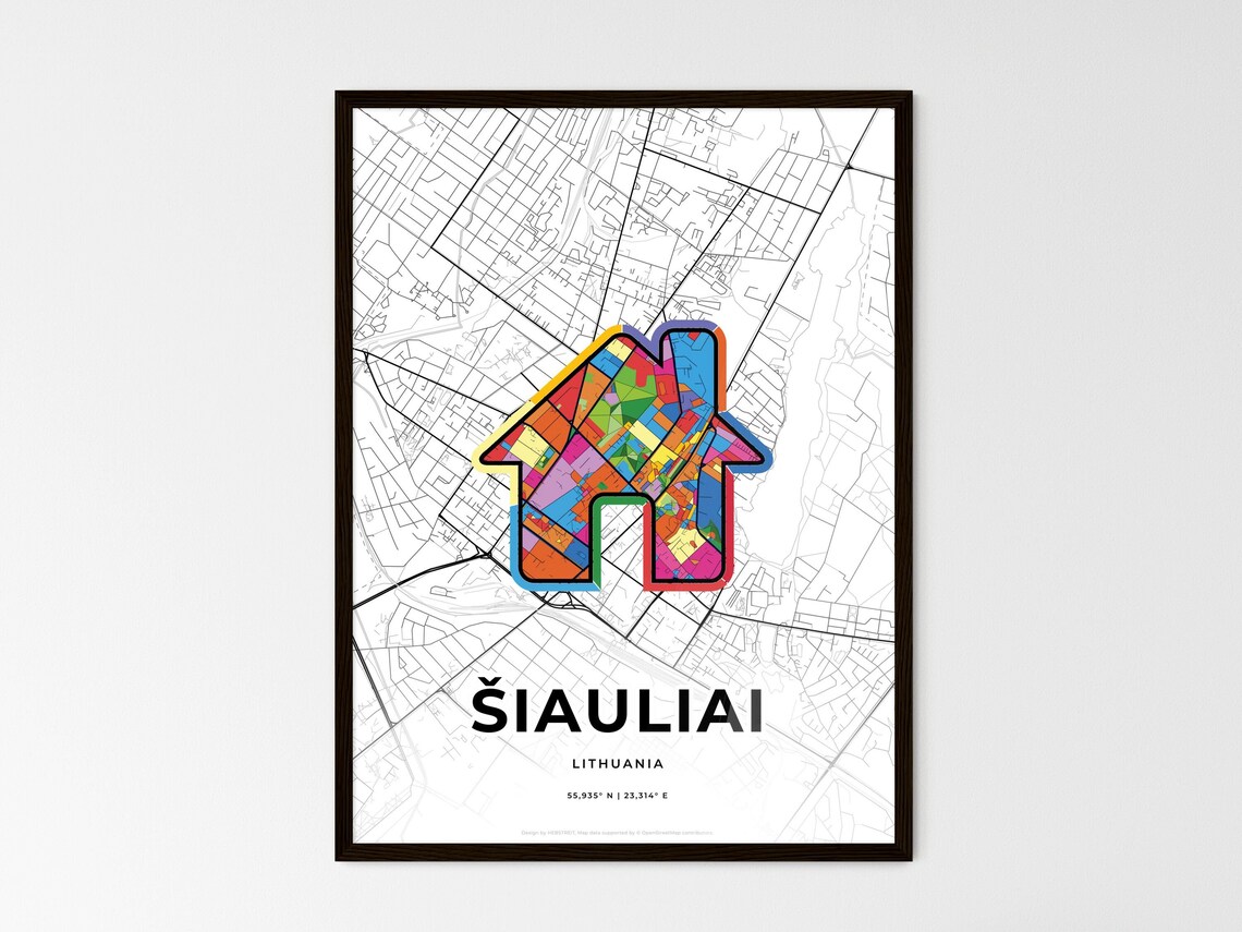 Šiauliai Lithuania Where It All Began Heart Map Coordinates Poster - Image 3