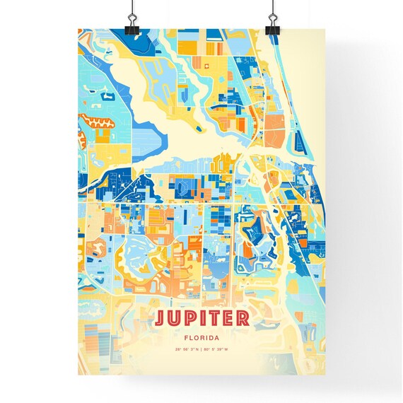 Jupiter Florida Modern Soft Cream Pastel City Map Artwork Poster
