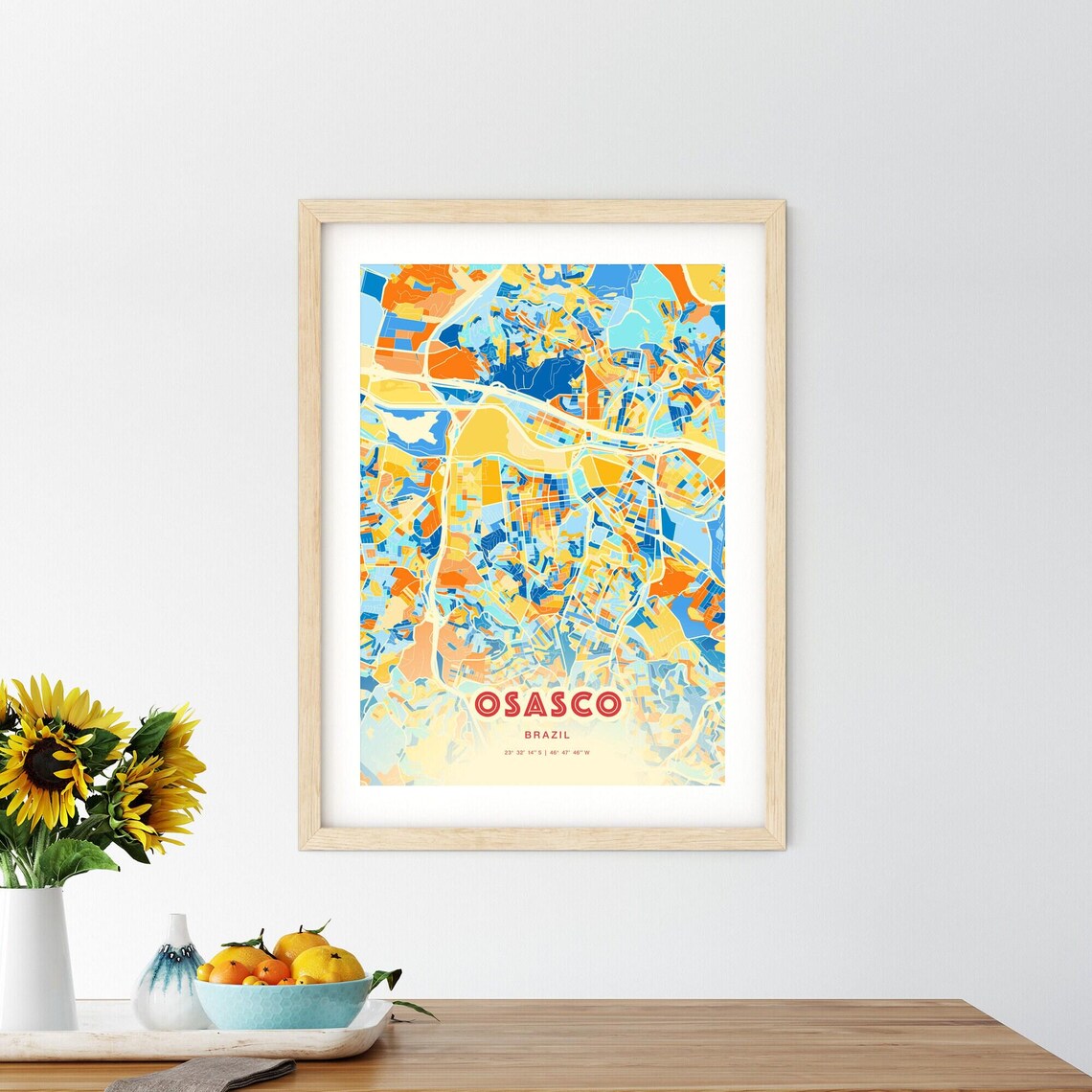 Osasco Brazil Vibrant Colorful Modern City Street Map Art Poster - Image 2