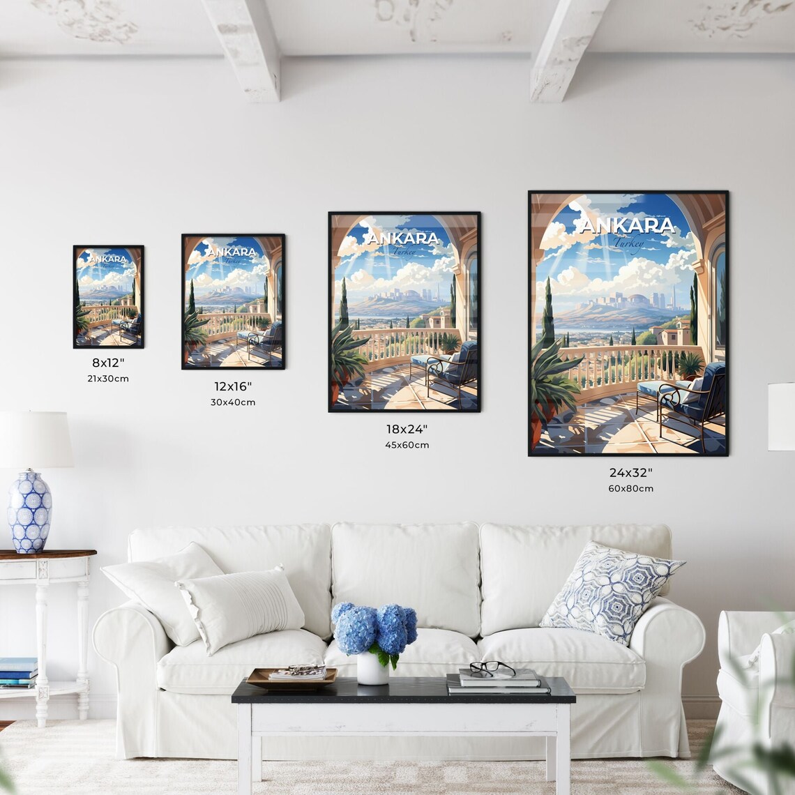 Ankara Turkey Terrace Balcony City Overlook Travel Poster Art - Image 3
