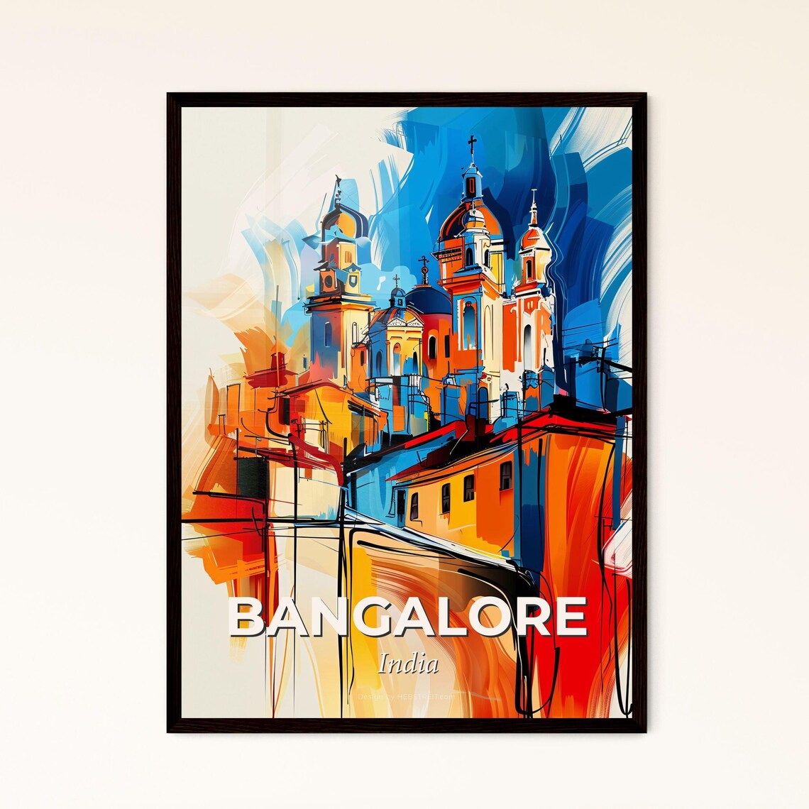 Bangalore India Abstract Church Domes Vivid Painting Art Poster