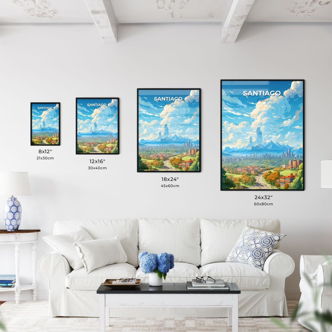Santiago Chile Andes Mountains Skyline Park Green View Poster - Image 3