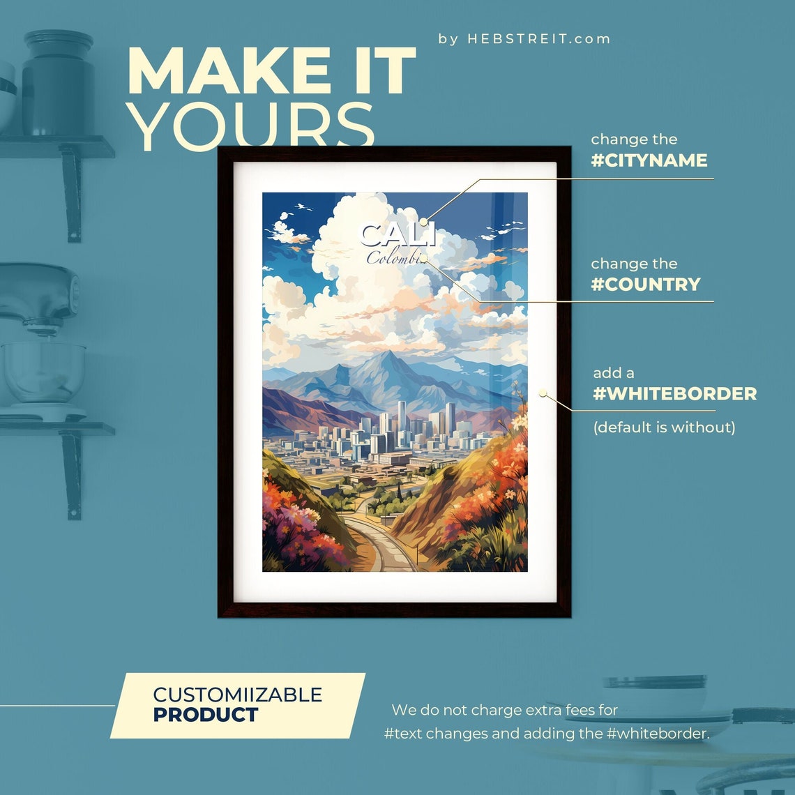 Cali Colombia Bright Bold Scenic Illustrated City Travel Art Poster - Image 2