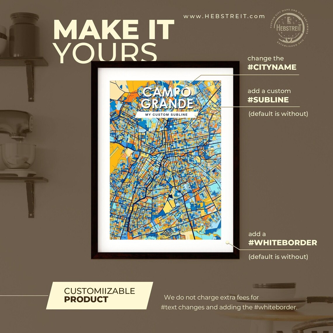 Campo Grande Brazil Colorful Modern City Street Map Travel Decor Poster - Image 2