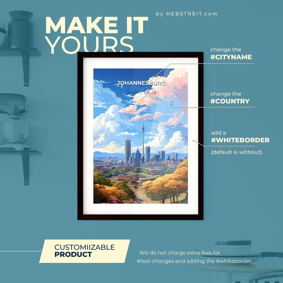 Johannesburg South Africa City Tower Skyline Travel Wall Poster - Image 2