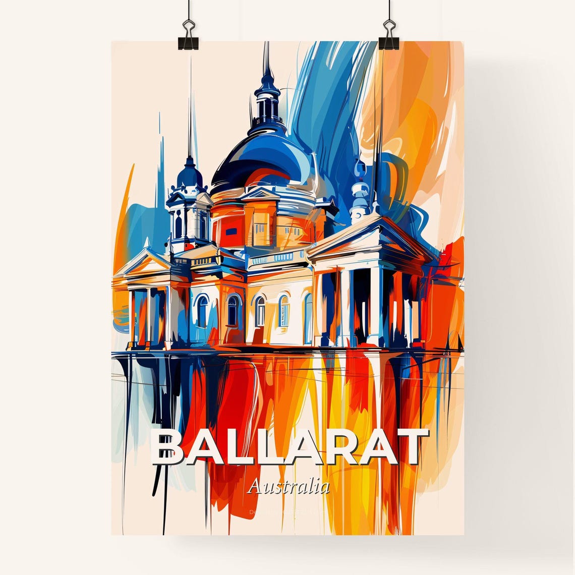 Ballarat Australia Domed Landmark Vibrant Painterly Color Art Poster - Image 4