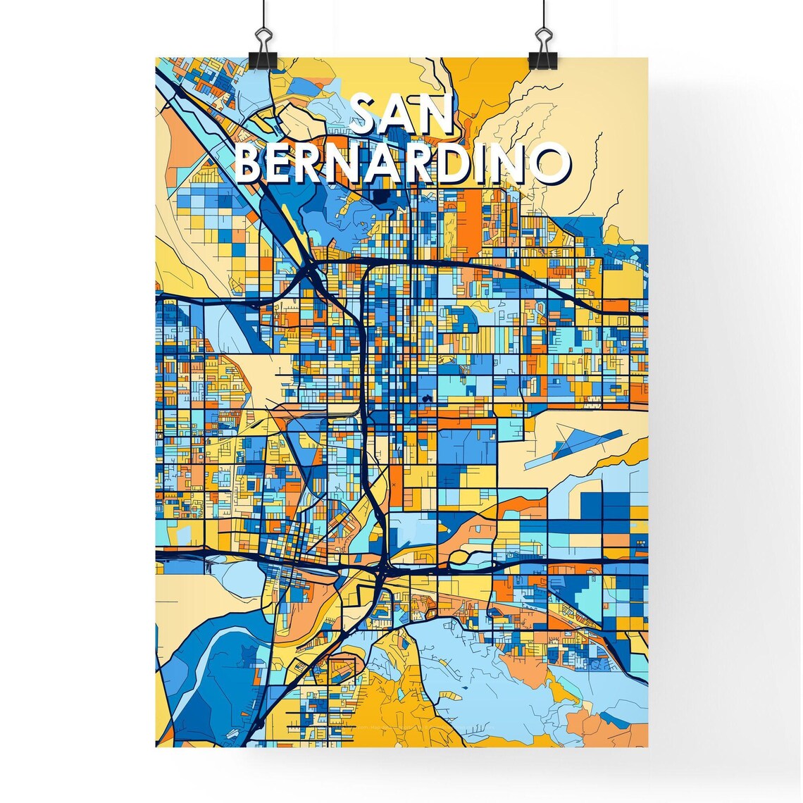 San Bernardino California Colorful City Map Art Print Wall Decor - Image 4